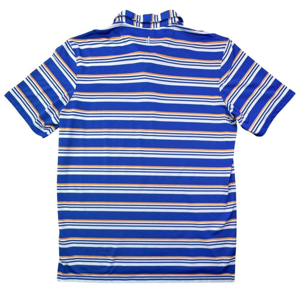 Johnnie-O Mens Striped Performance Polo Shirt Blue Orange White Mens Medium - Picture 6 of 8